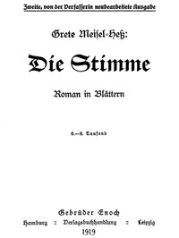 Cover of Die Stimme: Roman in Blättern.