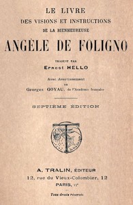 Cover of Le livre des visions et instructions de la bienheureuse Angèle de Foligno