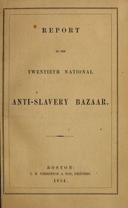Cover of Report of the Twentieth National Anti-Slavery Bazaar