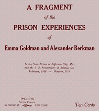 Cover of A fragment of the prison experiences of Emma Goldman and Alexander Berkman