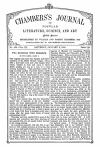 Cover of Chambers's Journal of Popular Literature, Science, and Art, Fifth Series, No. 106, Vol. III, January 9, 1886