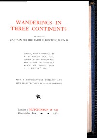 Cover of Wanderings in Three Continents