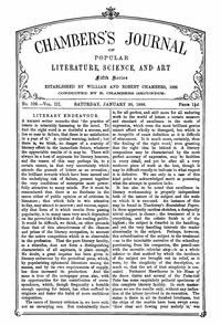 Cover of Chambers's Journal of Popular Literature, Science, and Art, Fifth Series, No. 109, Vol. III, January 30, 1886