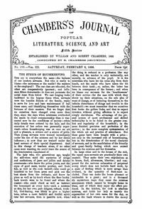 Cover of Chambers's Journal of Popular Literature, Science, and Art, Fifth Series, No. 110, Vol. III, February 6, 1886