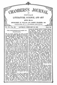 Cover of Chambers's Journal of Popular Literature, Science, and Art, Fifth Series, No. 112, Vol. III, February 20, 1886