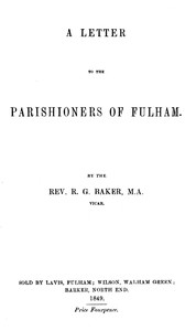Cover of A Letter to the Parishioners of Fulham