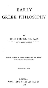 Cover of Early Greek philosophy