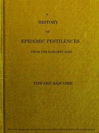 Cover of A History of Epidemic Pestilences