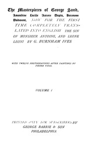 Cover of The Sin of Monsieur Antoine, Volume 1 (of 2)