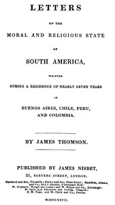 Cover of Letters on the Moral and Religious State of South America