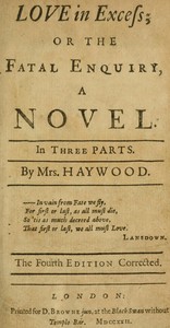Cover of Love in Excess; or, the Fatal Enquiry