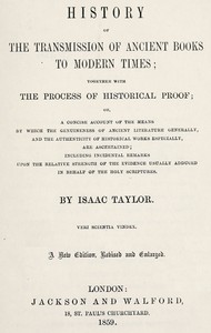 Cover of History of the transmission of ancient books to modern times