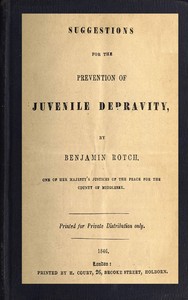Cover of Suggestions for the Prevention of Juvenile Depravity