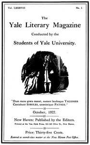 Cover of The Yale Literary Magazine (Vol. LXXXVIII, No. 1, October 1922)