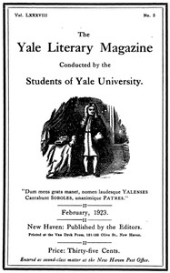 Cover of The Yale Literary Magazine (Vol. LXXXVIII, No. 5, February 1923)