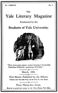 Cover of The Yale Literary Magazine (Vol. LXXXVIII, No. 6, March 1923)