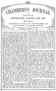 Cover of Chambers's Journal of Popular Literature, Science, and Art, fifth series, no. 117, vol. III, March 27, 1886