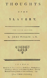 Cover of Thoughts upon slavery