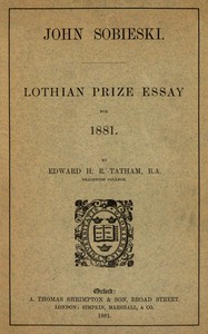 Cover of John Sobieski: Lothian prize essay for 1881