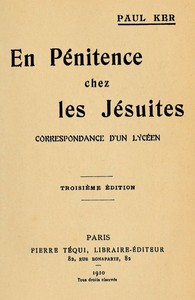 Cover of En Pénitence chez les Jésuites: Correspondance d'un lycéen