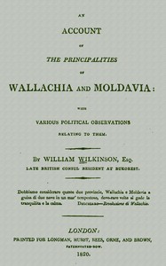 Cover of An account of the principalities of Wallachia and Moldavia