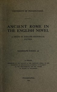 Cover of Ancient Rome in the English novel: a study in English historical fiction
