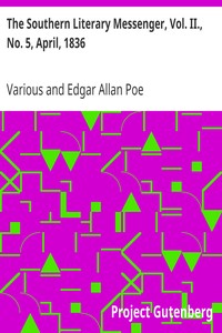 Cover of The Southern Literary Messenger, Vol. II., No. 5, April, 1836