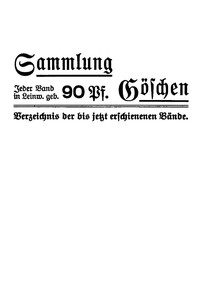 Cover of Sammlung Göschen: Verzeichnis der bis jetzt erschienen Bände