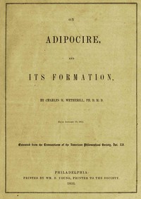 Cover of On adipocire, and its formation