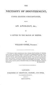 Cover of The necessity of disinterment, under existing circumstances