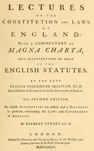 Cover of Lectures on the constitution and laws of England