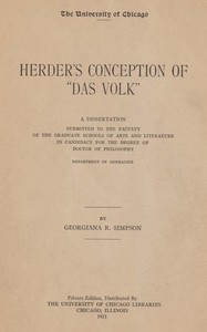 Cover of Herder's conception of "das Volk"