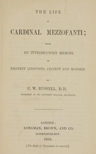 Cover of The life of Cardinal Mezzofanti