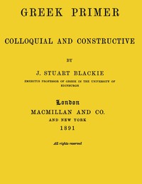 Cover of Greek primer, colloquial and constructive