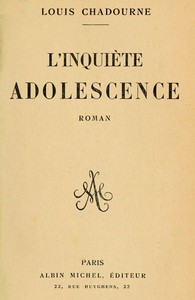 Cover of L'inquiète adolescence