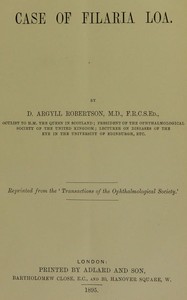 Cover of Case of Filaria loa