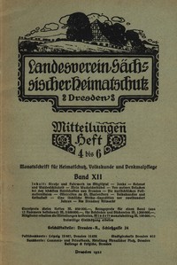 Cover of Landesverein Sächsischer Heimatschutz — Mitteilungen Band XII, Heft 4-6