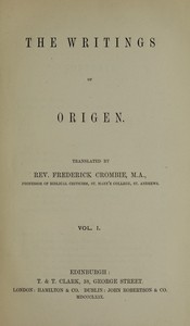 Cover of The writings of Origen, Vol. 1 (of 2)