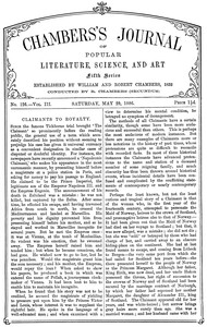 Cover of Chambers's Journal of Popular Literature, Science, and Art, fifth series, no. 126, vol. III, May 29, 1886