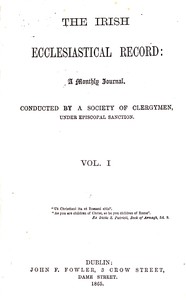 Cover of The Irish ecclesiastical record, Volume 1, September 1865