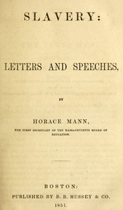 Cover of Slavery: letters and speeches