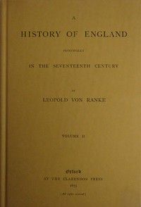 Cover of A history of England principally in the seventeenth century, Volume 2 (of 6)