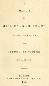 Cover of A memoir of Miss Hannah Adams