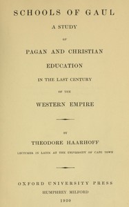 Cover of Schools of Gaul in the last century of the Western Empire