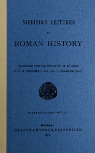 Cover of Niebuhr's lectures on Roman history, Vol. 2 (of 3)