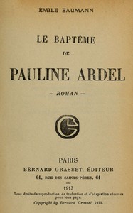 Cover of Le baptême de Pauline Ardel