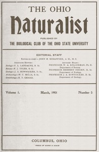 Cover of The Ohio Naturalist, Vol. 1, No. 5, March, 1901