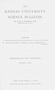 Cover of The Kansas University science bulletin, Vol. I, No. 6, September 1902