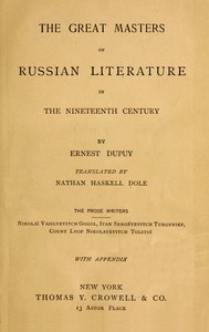 Cover of The great masters of Russian literature in the nineteenth century