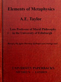 Cover of Elements of metaphysics